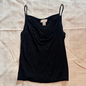Express vintage Black Glitter drape neck Cami Top